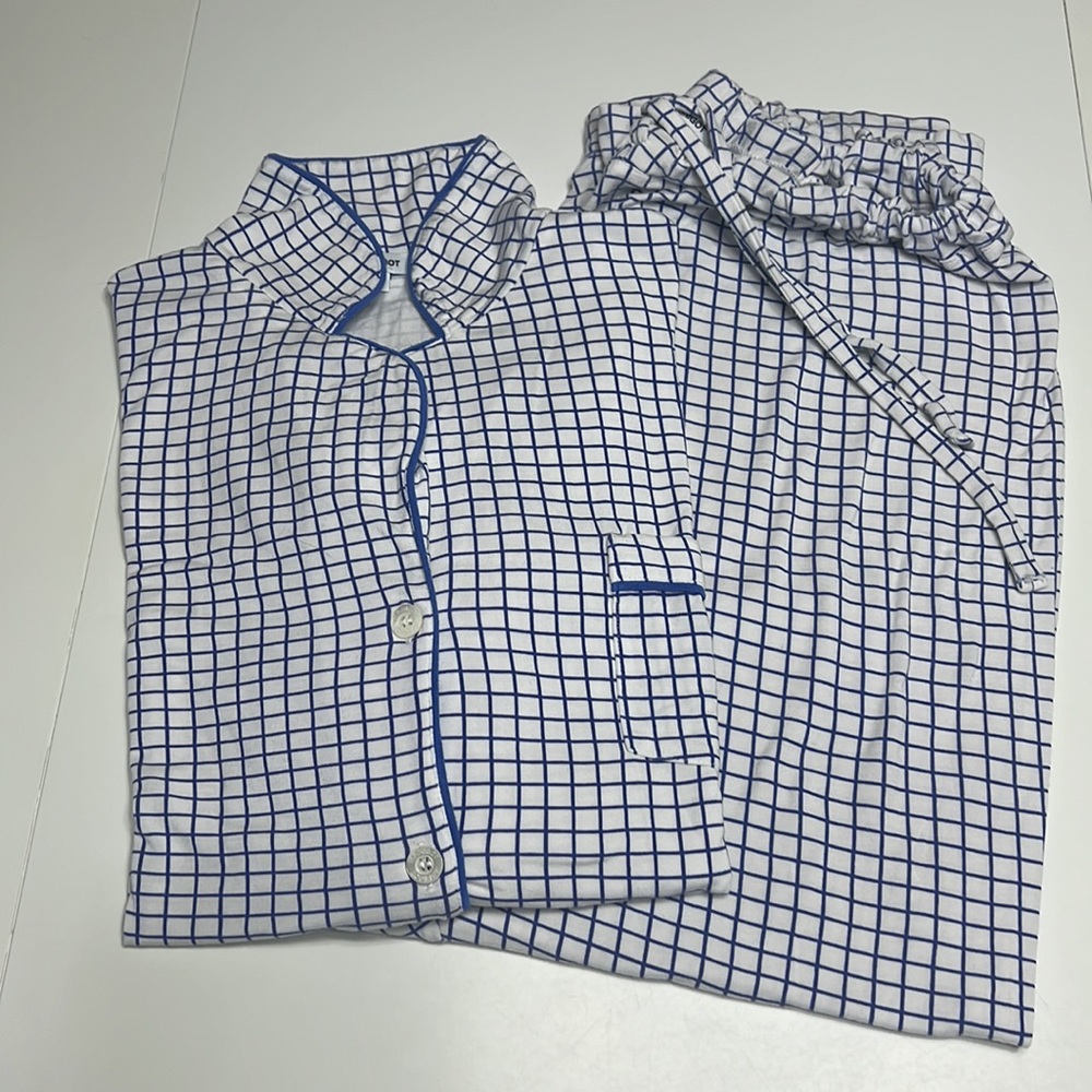 MARIGOT windowpane check long sleeve pjs pajamas - size M